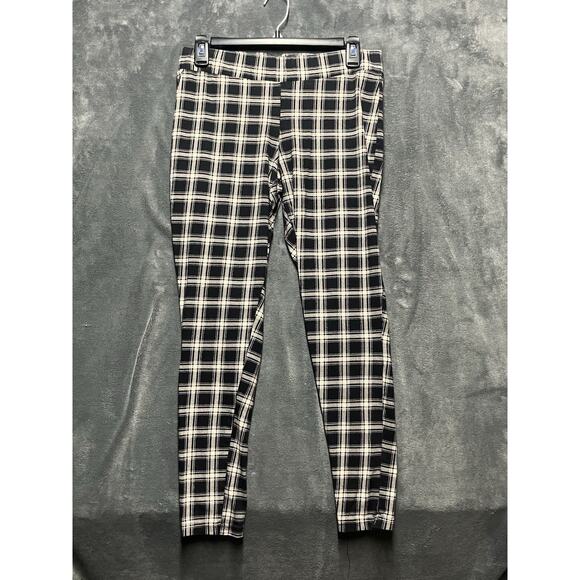 Torrid Leggings Woman’s Sz 1X Black White Plaid Ankle Elastic Waist Stretch - Picture 1 of 5